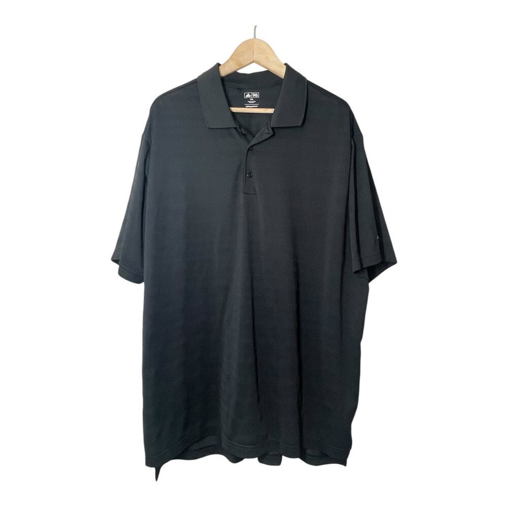 adidas Mens Golf Polo Shirt Size 2XL Black Stripe Texture Short Sleeve